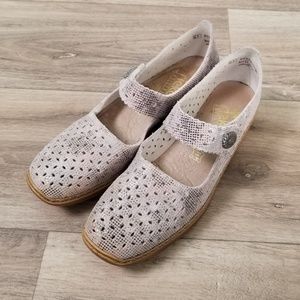 RIEKER antistress Doris Mary Jane Shoes Leather Metallic size 10